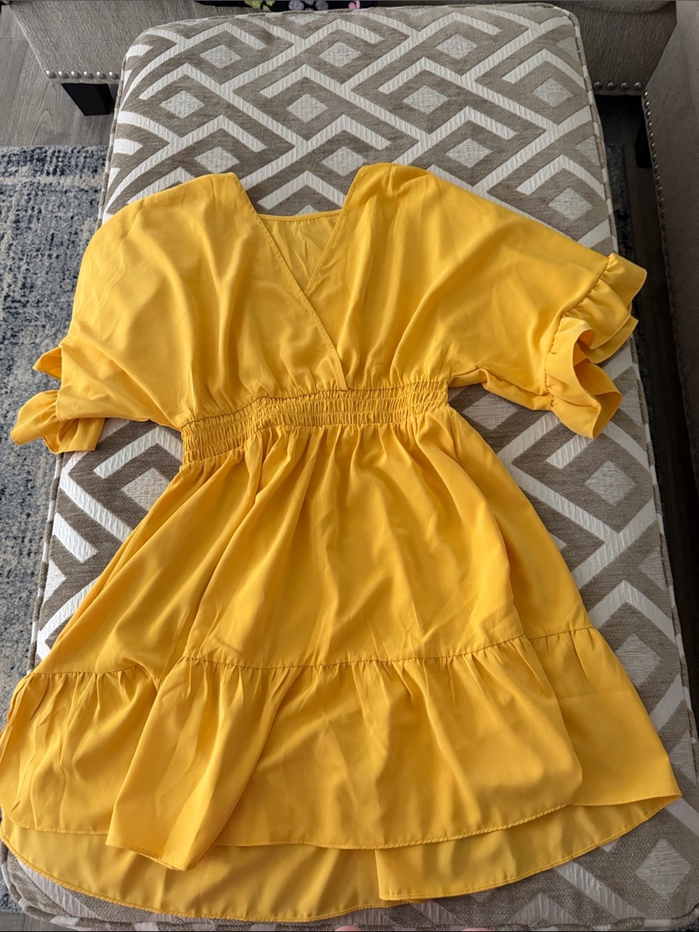 Yellow Smocked Waist Dress